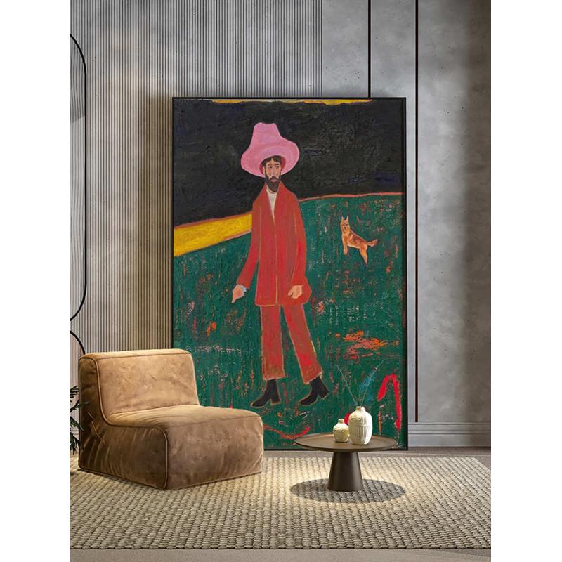 现代美式复古人物走廊过道客厅玄关装饰画卧室背景墙壁画竖版挂画图片