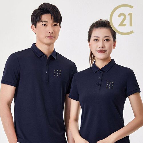21世纪不动产高端POLO衫工作服男女高端翻领短袖印中介公司员工装