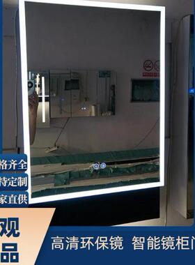 直销挂式不锈钢LED灯带浴室镜柜家用智能双开关防雾高清环保镜