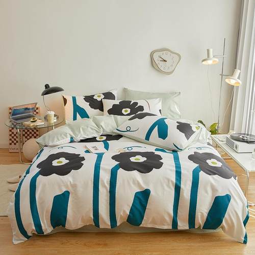 简约田园风床单四件套纯棉全棉学生宿舍被罩四件套床上用品