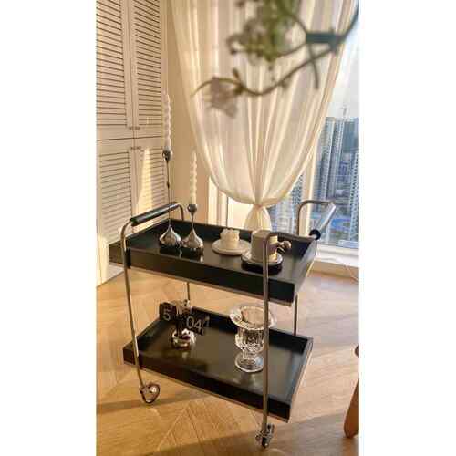 ins风小推车实木边几家用客厅沙发可移动茶几收纳储物置物架餐车