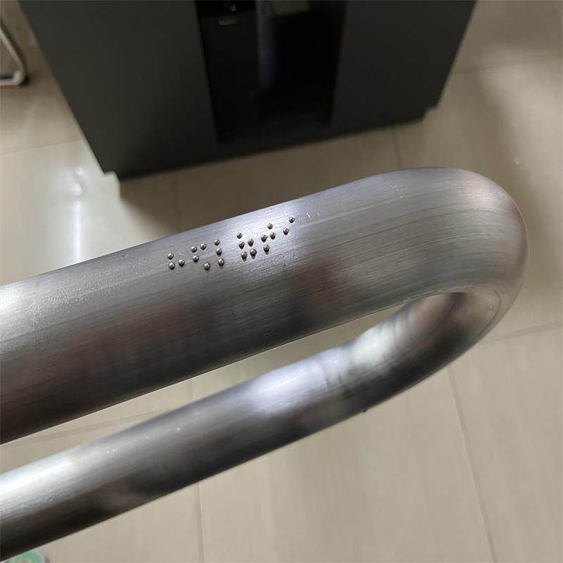 不锈钢51圆管盲文弯管扶手地铁站上下楼梯标识盲文触摸凸点