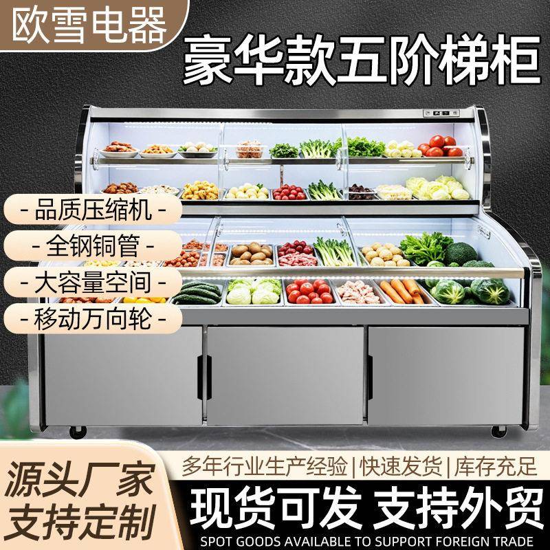 三温阶梯展示柜商用串串店炸串店火锅店菜品展示柜冷藏保鲜柜