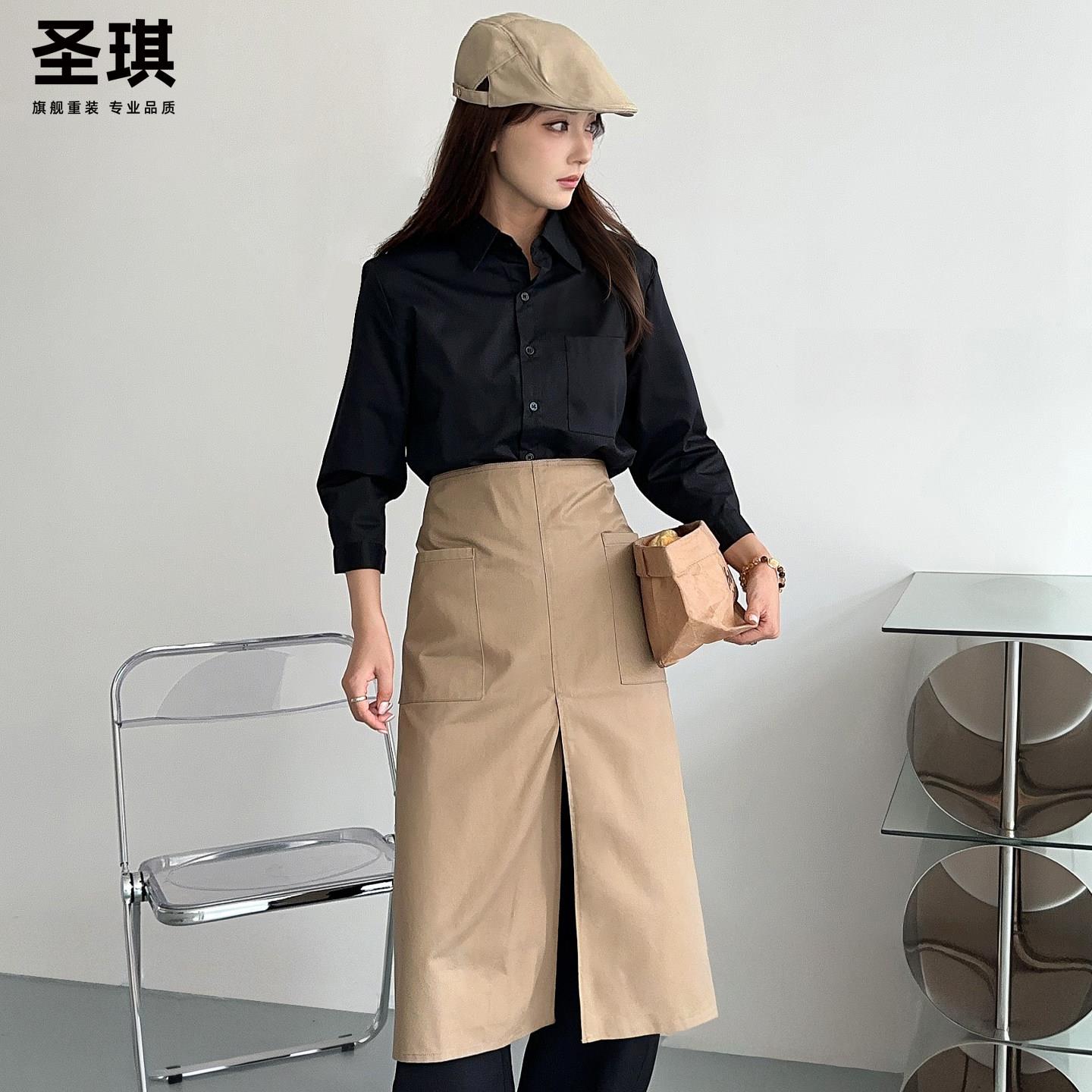 工作服衬衫女餐饮员工奶茶衬衣蛋糕店烘焙工作服咖啡师设计感制服