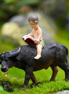 仿真小牛摆件桌面客厅装饰创意水牛农耕布景摆设可爱牧童骑牛礼品