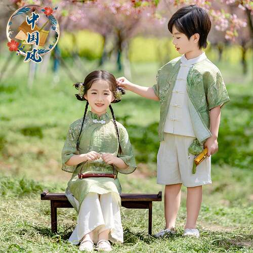 汉服儿童男女童幼儿园班服新中式中国风运动会演出服唐装夏季短袖