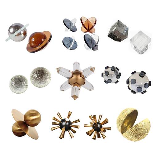 现代轻奢新古典样板房水晶金属几何摆件样品屋展示中心玄关北欧桌