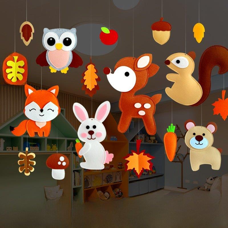 幼儿园秋季主题挂毯教室走廊挂毯商场吊顶装饰环境创作吊顶创意