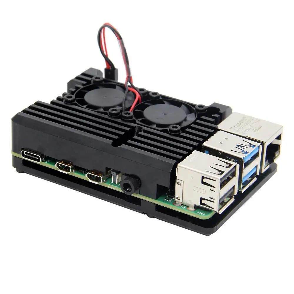树莓派4代散热外壳 raspberry pi3/4壳子风扇配件主板盒子铝合金