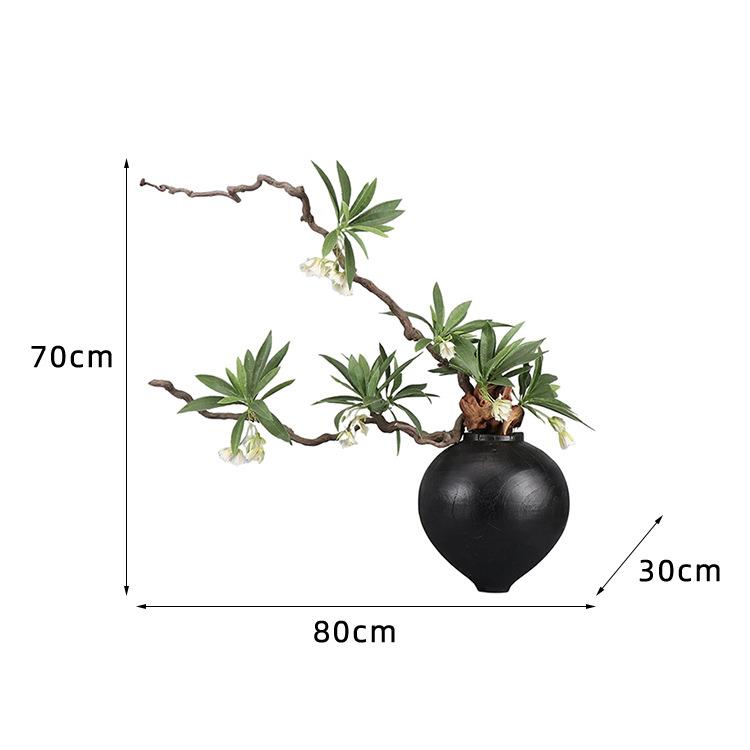 中式日式侘寂禅意仿真枯枝绿植盆景花艺民宿会所茶室酒店软装摆件