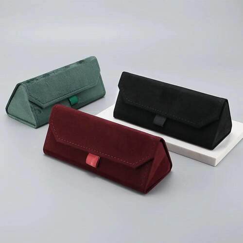 European Hot velvet triangle folding glasses Women case Eleg