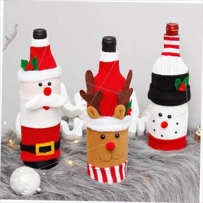 Christmas moose velvet wine bottle set restaurant decor