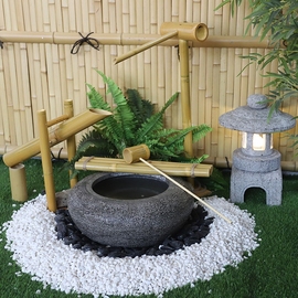 日式鹅卵石盆石钵天然石水，钵流水庭院造景，布置装饰户外花园禅意