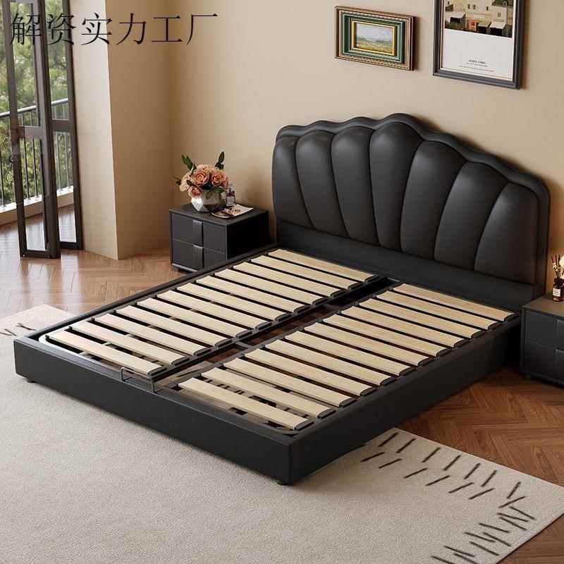 法式奶油风花瓣风OBG皮艺双人床1.米8x米2主卧大床意式轻奢1.5网