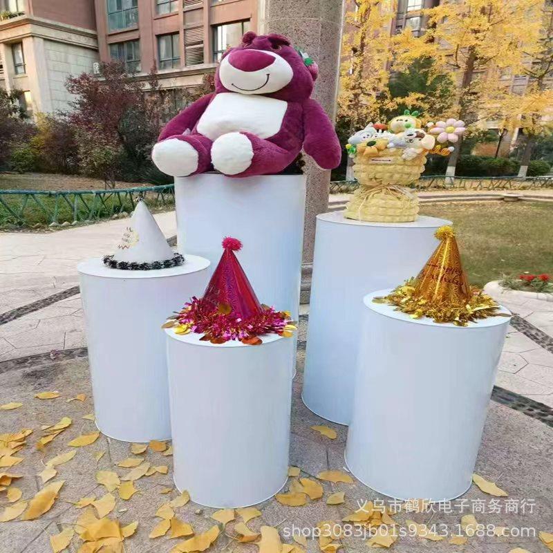 透明亚力婚甜品摆台圆形庆立柱高档展台示白克色圆柱拆01装式装饰