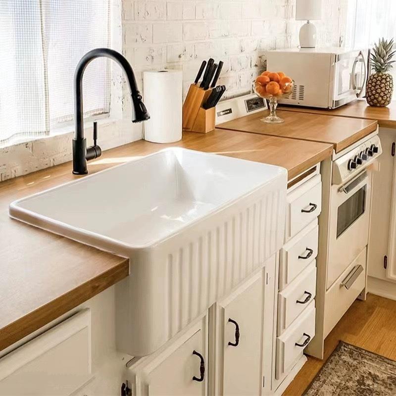 北欧美式厨房陶瓷水槽洗碗盆大洗菜盆开放式橱柜 Farmhouse sink