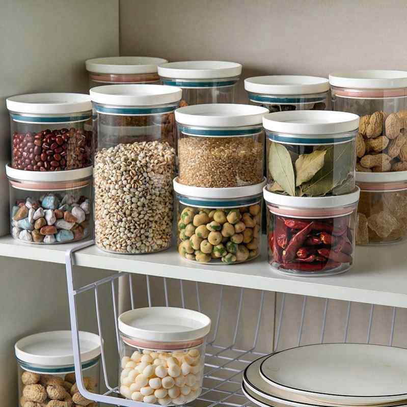 Plastic Airtight Canister Kitchen Storage Bottles Jar Food C - 实物图