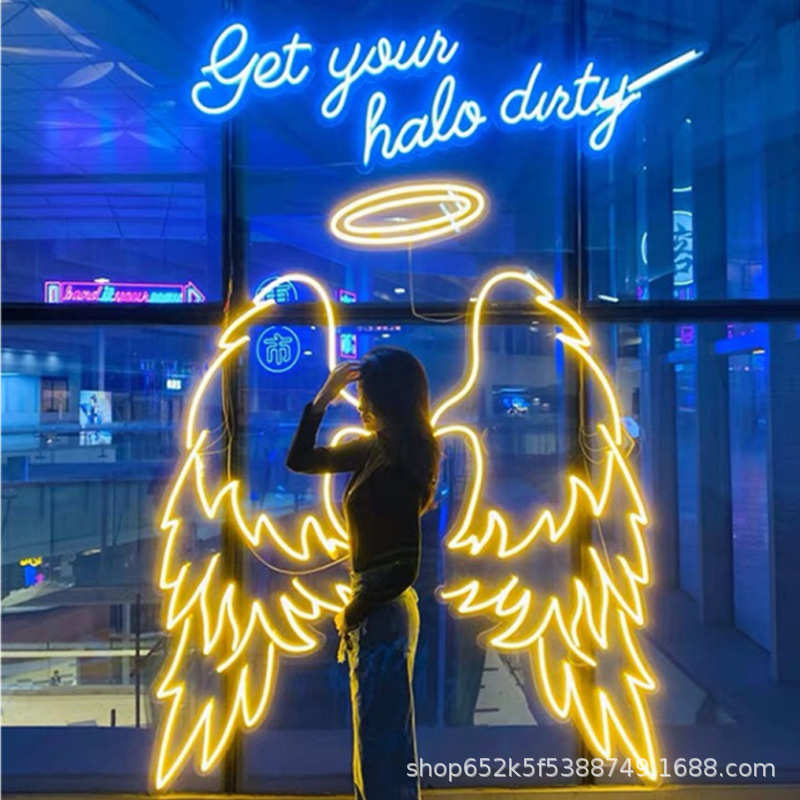 电商翅膀霓虹灯定制酒吧氛围led霓虹灯牌室内装饰logo灯牌ins