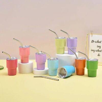 Mini Mug for Sipping Drinks with Straw Mini Mug with Lid