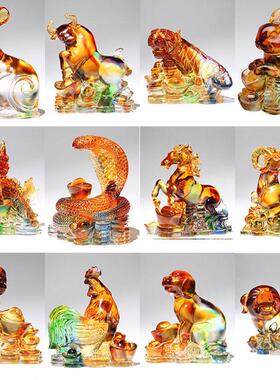 琉璃工艺礼品摆饰十二生肖全套可爱水晶小摆件鼠牛虎兔龙蛇马羊猴