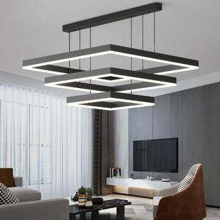 客厅吊灯 大厅别墅主灯现代简约跃层中空复式 黑白灰风格 2021年新款