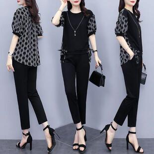 女装 新款 遮肉短袖 2025夏装 胖mm200斤休闲两件套 宽松套装 大码