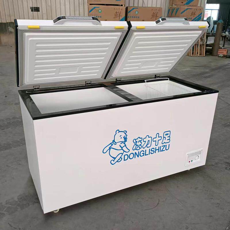 卧式冰柜商用大容量制冰机冰箱家用冷冻保鲜双温冷柜铜管制冷展示