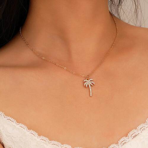 Coconut tree pendant necklace镶钻椰树吊坠项炼 ins流行女项炼