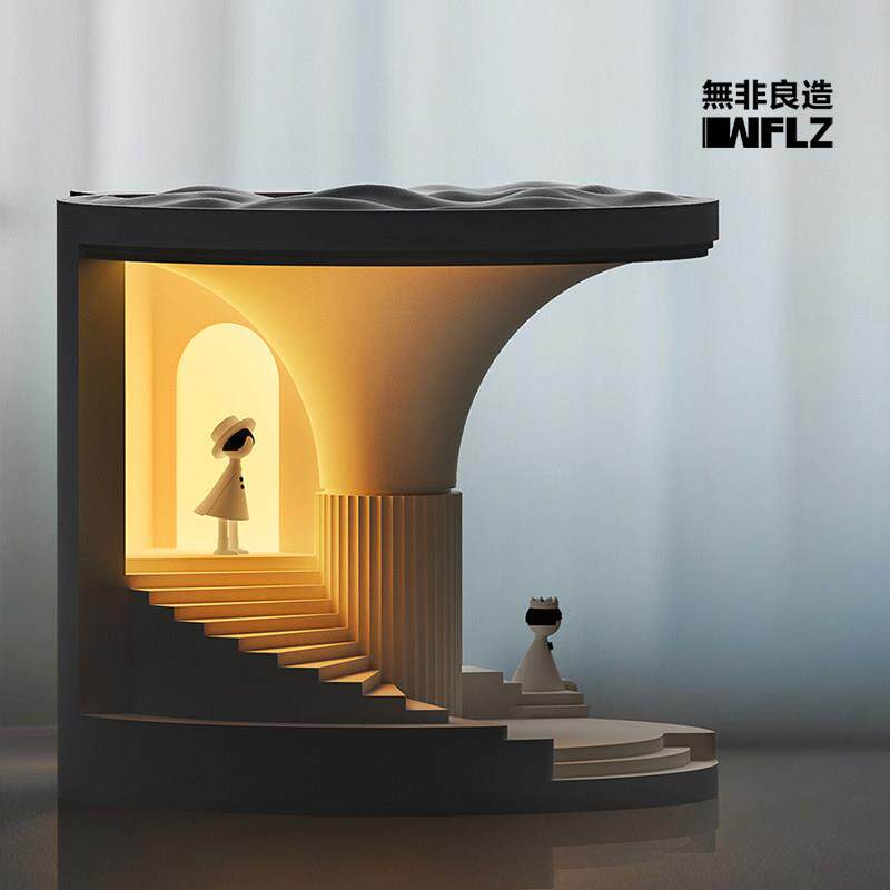 无非良造/萤光海岸水泥小夜灯创意台灯摆件设计师礼物床头气氛灯