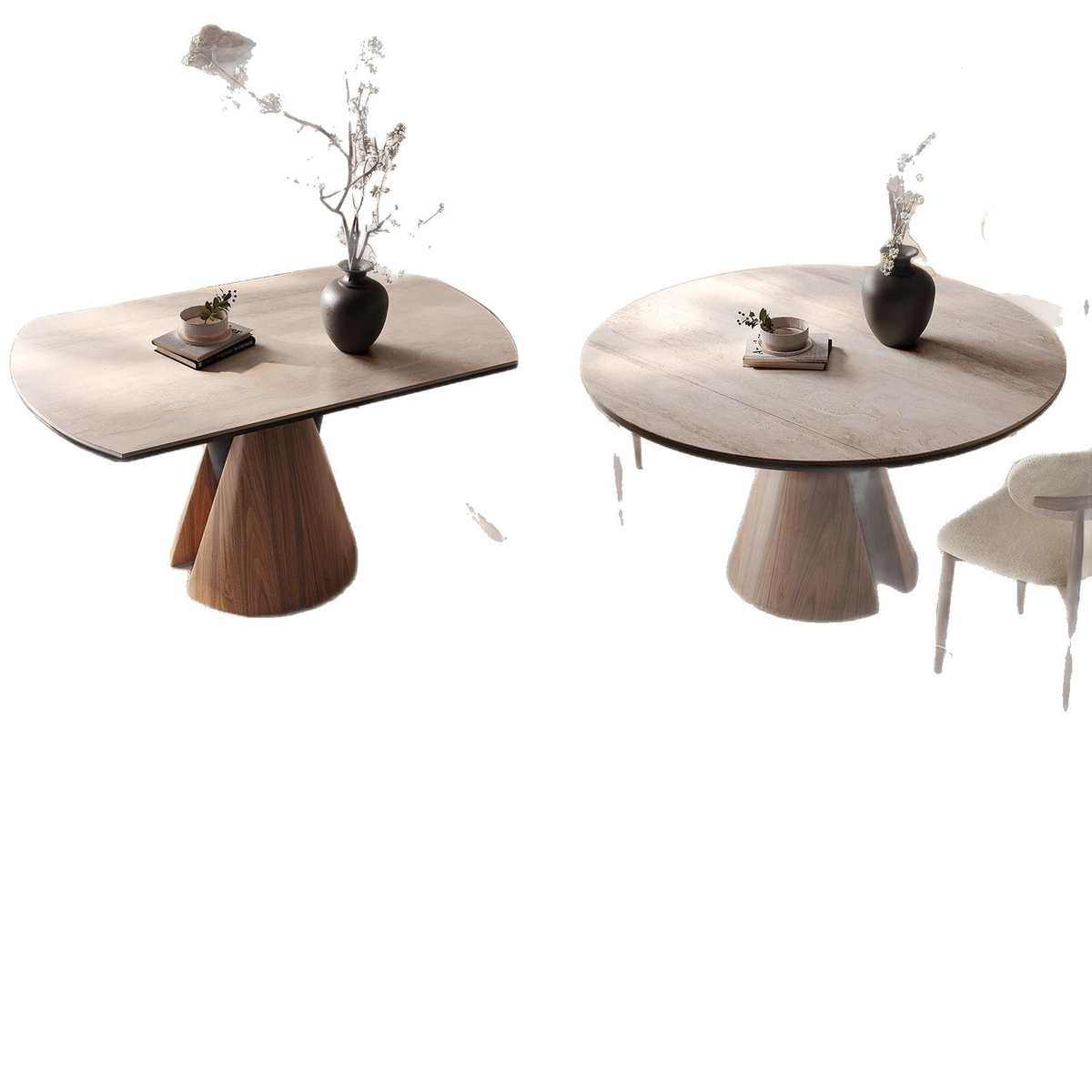 岩板餐桌可变圆桌家用小户型中古风感简约方圆两用可伸缩饭桌,住宅家具,实木餐桌,淘宝优惠券,粉丝福利购,淘宝优惠卷