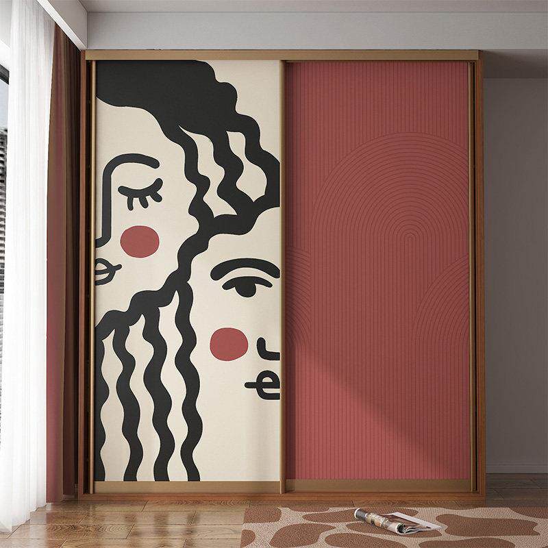 衣柜推拉翻新贴纸玻璃门贴膜柜子柜门移门改造壁纸贴画 画自粘高