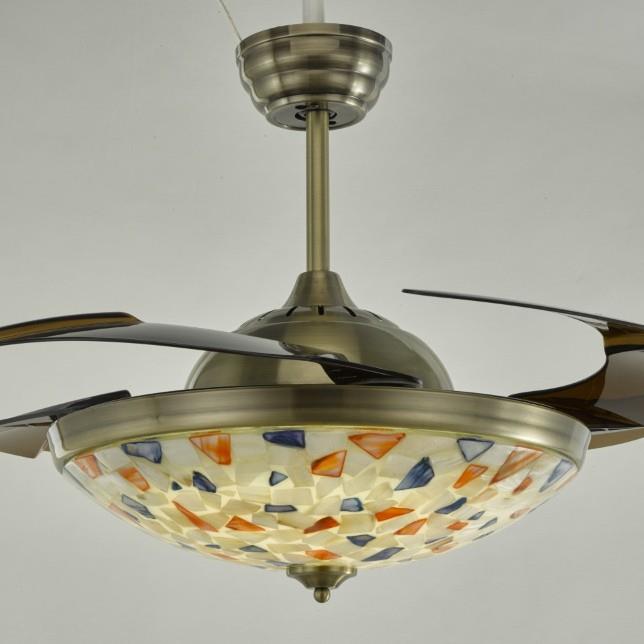 蒂尼隐吊扇9016灯客厅吊餐厅凡风扇吊灯地中海木叶卧室风扇灯形复