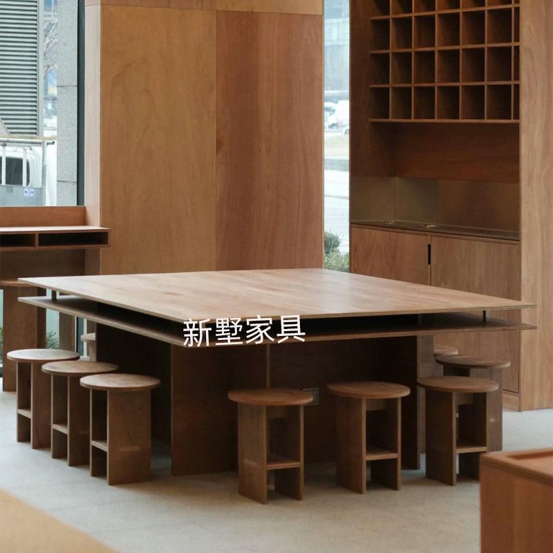 桦木海洋板餐桌实木长条桌简约会议桌洽谈多工位大办公电脑桌