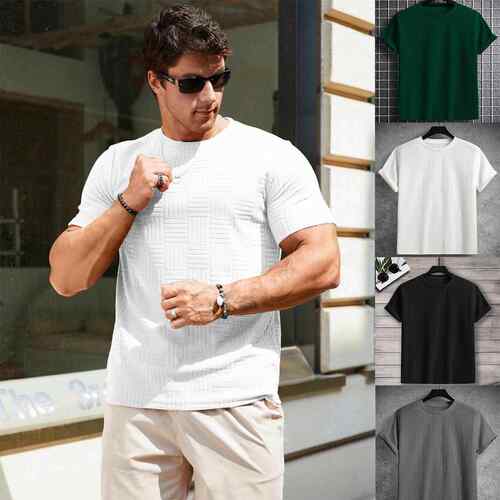 Men Shirts Summer Crewneck Tee Casual Sleeve Pullover