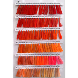 洪发色纱有色大化纤涤纶纱32支短涤仿棉色卡纯涤色纱织领织带样卡