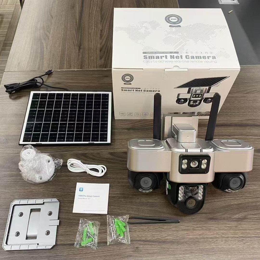 太阳能监控摄像360度无死角手机远程家用户外超清夜视室外摄影头