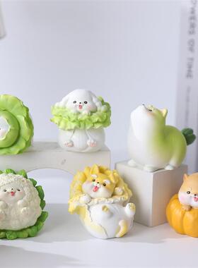 潮玩新款菜狗的世界盲盒可爱卡通蔬菜狗狗树脂公仔手办