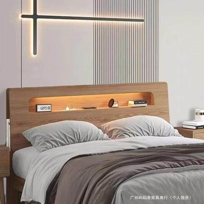 N5新款实木头板床靠买GRQ白色床背实木落地烤漆韩式床头板1.8米单