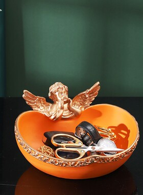 桌面客厅茶几杂物托盘天使装饰品入户门口玄关鞋柜钥匙收纳摆件