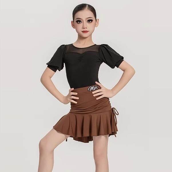 幼儿拉丁舞服装2025新款女童夏季练功服表演服儿童短袖专业练习服