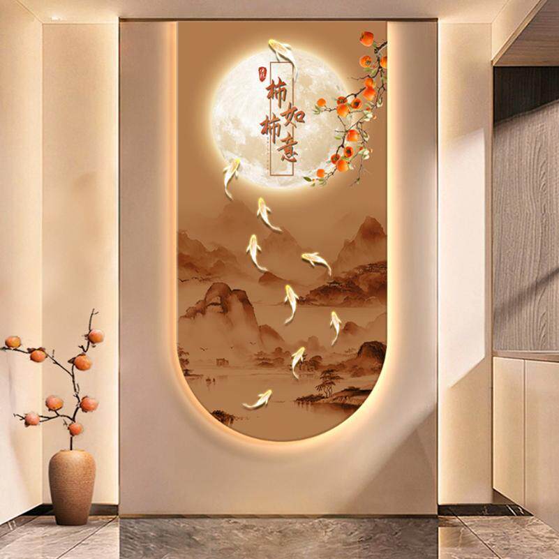 新式九鱼图关玄装画l饰e111BYW-2d灯走廊中尽头挂画2025新款高档