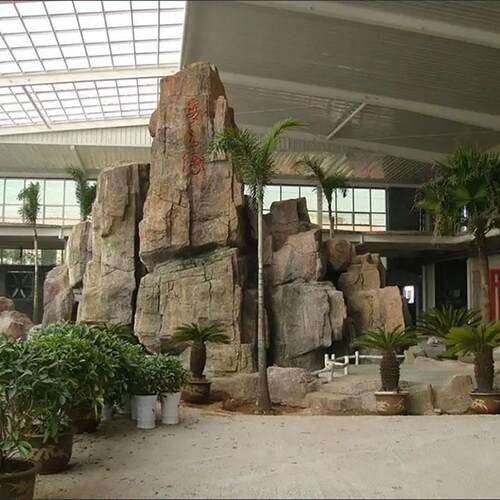 大型塑石水泥假山制作室内庭院户外流水瀑布喷泉造景观假山