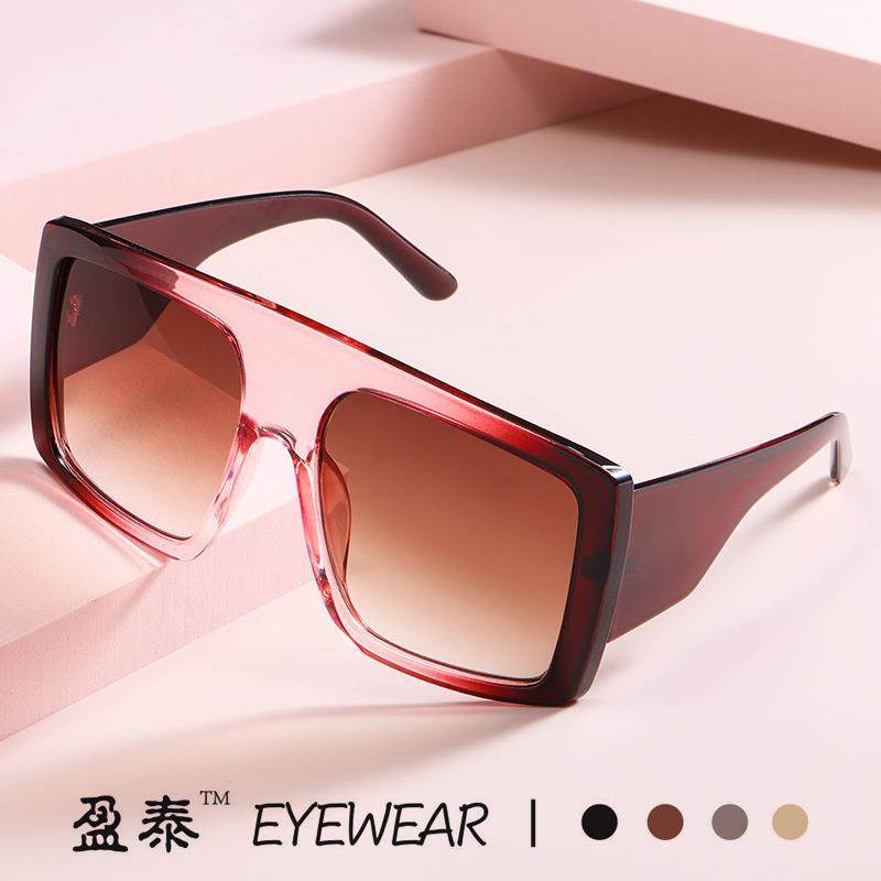 新款欧美潮流时尚大框太阳镜女 跨境D家墨镜瓦片镜片sunglasses