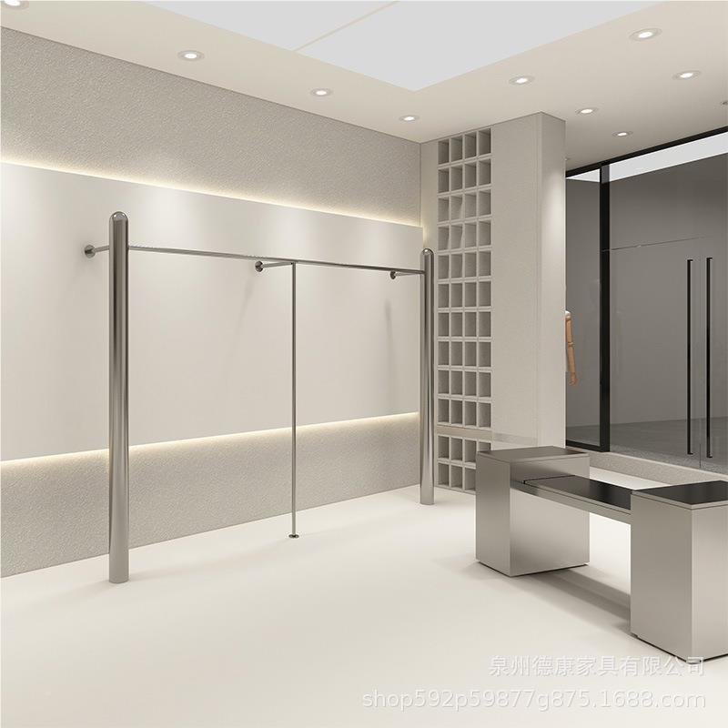 女服装店展架不锈钢in陈s服装示店挂货衣架上墙列架DK-21023异型