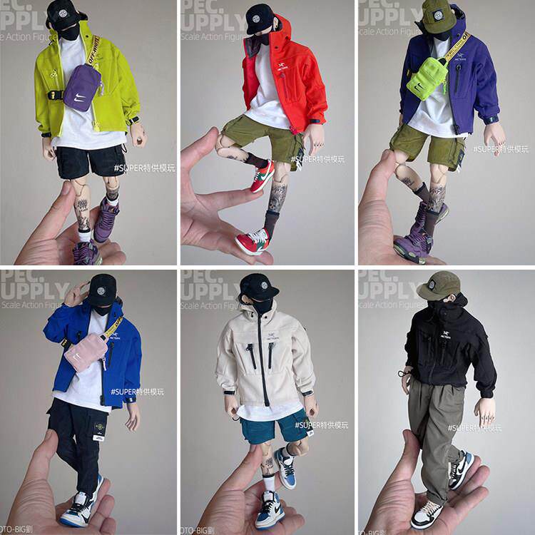 1:6比例男女兵人潮流人偶bjd冲锋衣户外露营12寸可动服装模型配件