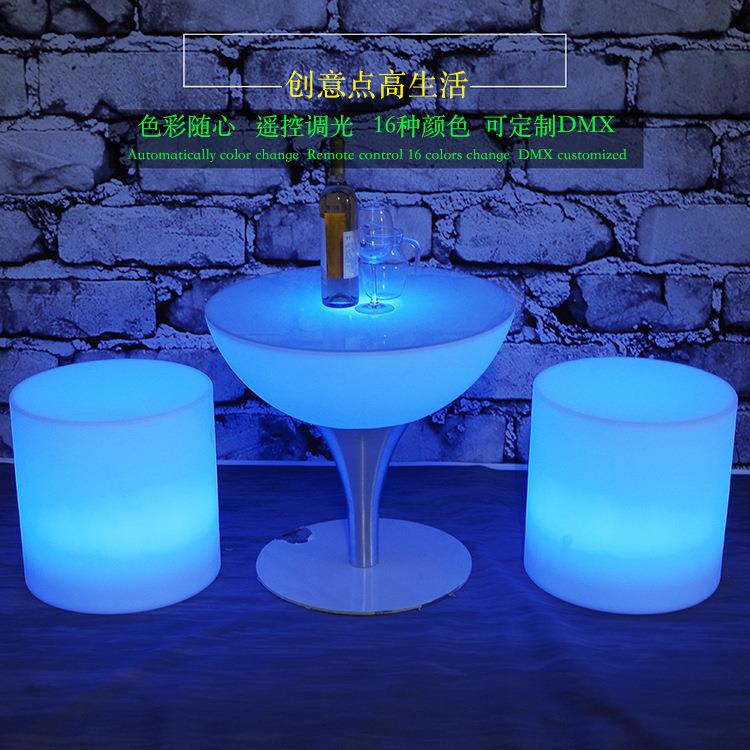 现货销售酒店LED发光圆凳 酒店大厅休闲圆敦凳 遥控七彩发光凳子