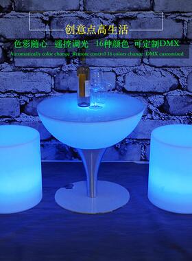 现销售酒店LED发货圆凳酒店SCR大光厅休闲圆敦凳遥控七彩发光凳子