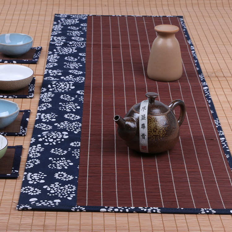 垫茶席桌隔热竹垫垫茶定杯布包尺寸竹垫垫茶桌竹旗中式竹席茶桌