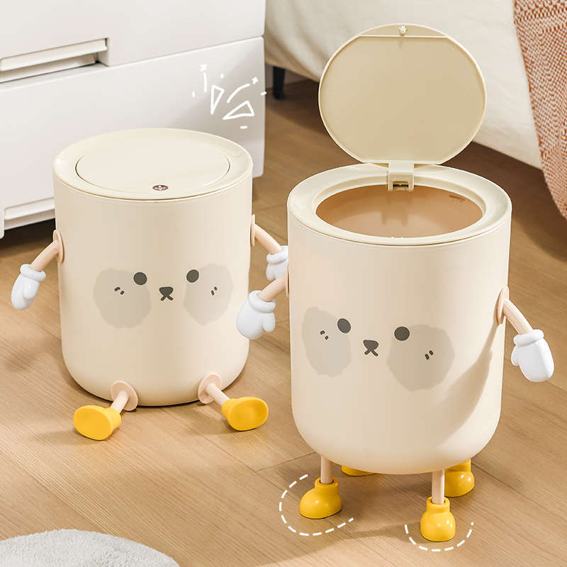 Z2A奶熊可爱按压垃圾桶家用高颜值网红创意厕所客厅卧室DIY纸篓卡