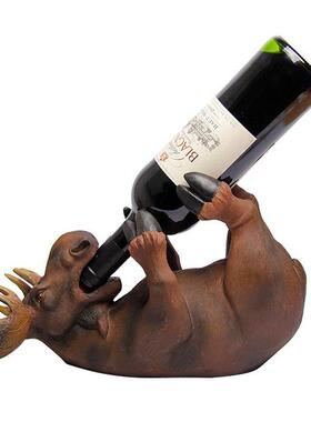 红创ZM2021-H意酒家居欧式鹿红酒架摆件客厅办公室酒装饰柜品瓶架